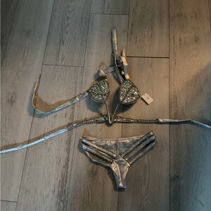 Embellished Bikini Set with Rhinestones